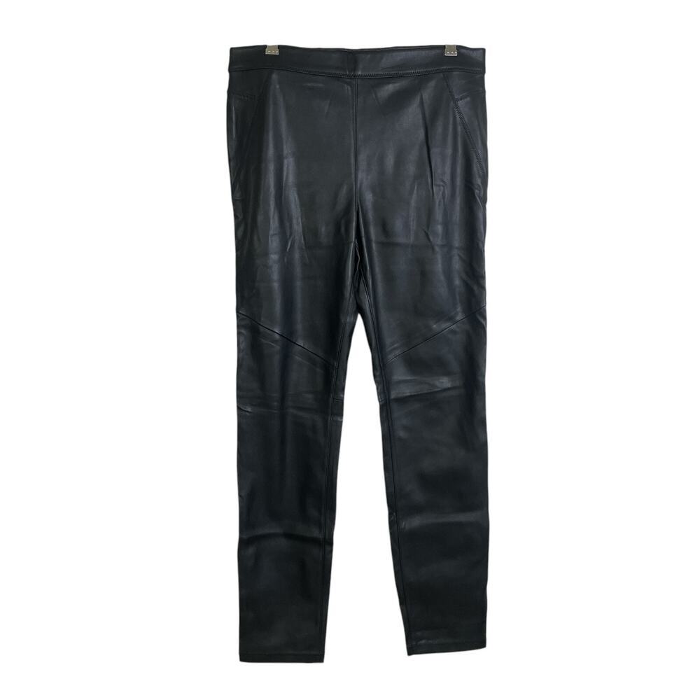 Free People Black Vegan Leather Leggings Pull On High Waist Womens Size 29 NWT